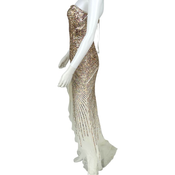 Terani Couture Gold Multi-Colored Beaded Gown - Picture 4 of 11